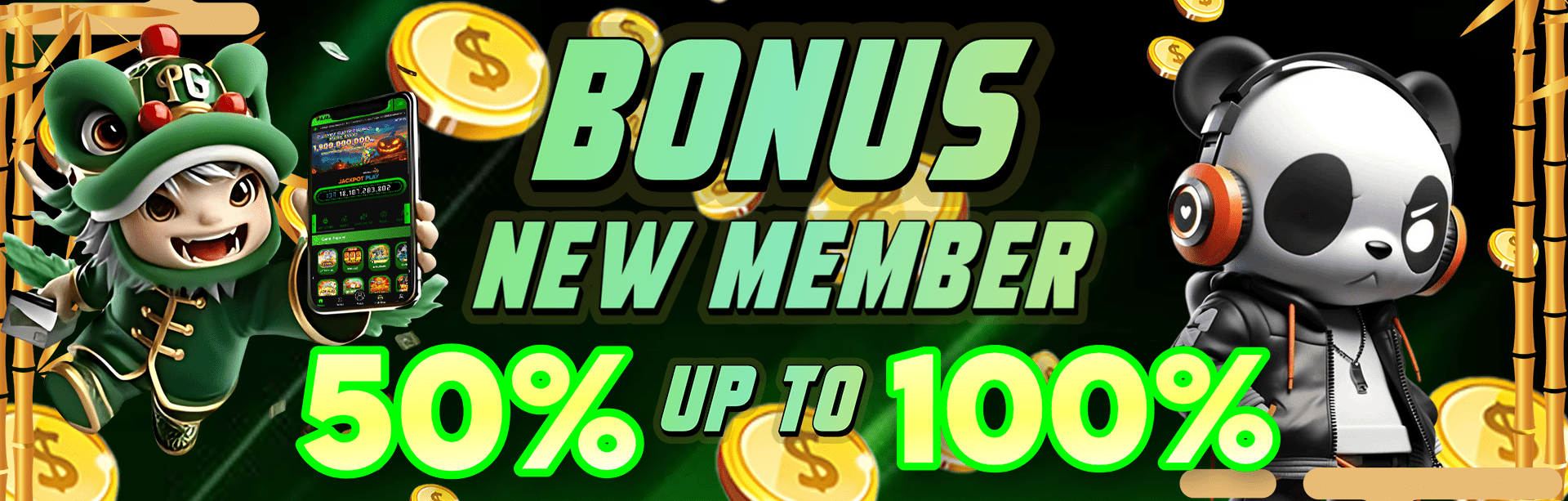 BONUS NEW MEMBER SLOTER 50% UP TO 100%